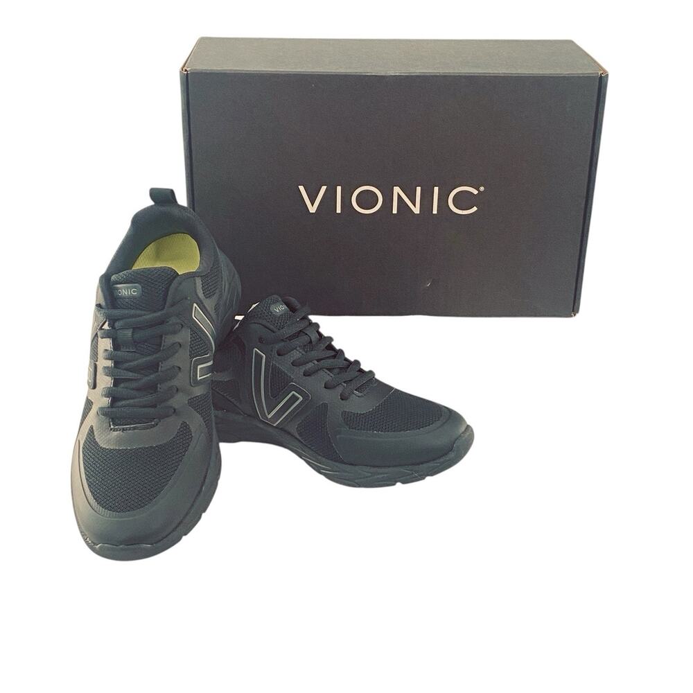 Vionic Miles II Comfort Athletic Sneakers Black Women's Size 5 Mesh Walking Shoe